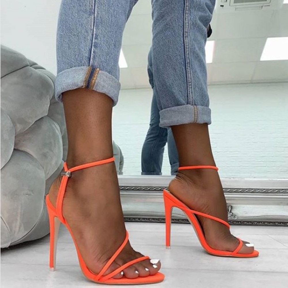 Neon orange heels